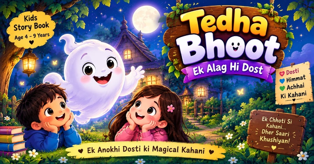 Tedha Bhoot – Ek Alag Hi Dost 👻 | Kids Hindi Storybook | Fun, Friendship & Moral Lessons | Ages 4–9