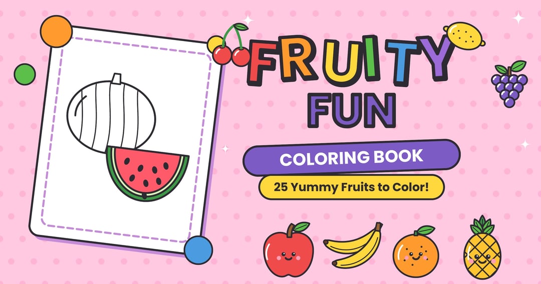 🍎 Fruity Fun Coloring Book for Kids 🍌 | 25 Yummy Fruit Pages to Color 🎨, image 3