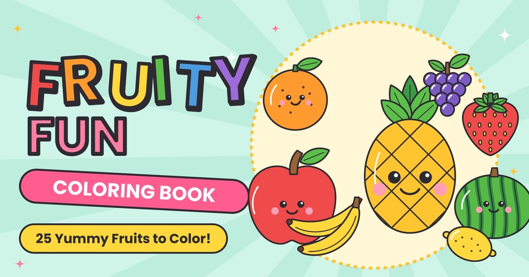 🍎 Fruity Fun Coloring Book for Kids 🍌 | 25 Yummy Fruit Pages to Color 🎨, image 2