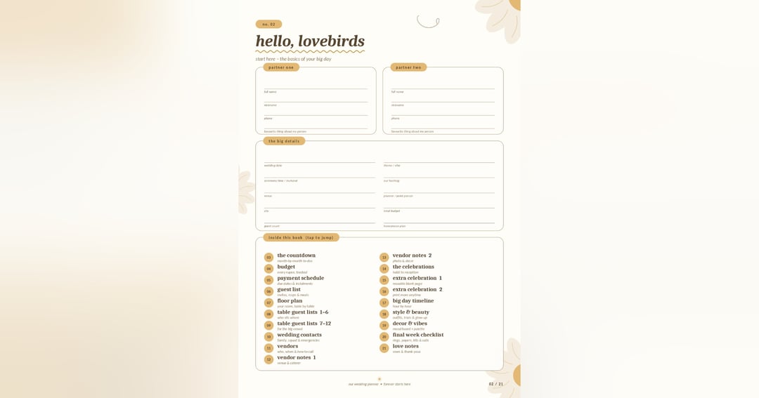 The Wedding Planner Printable PDF | 21-Page Wedding Organizer, Budget Tracker, Guest List & Checklist, image 2