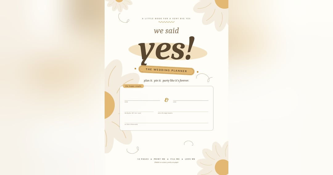 The Wedding Planner Printable PDF | 21-Page Wedding Organizer, Budget Tracker, Guest List & Checklist