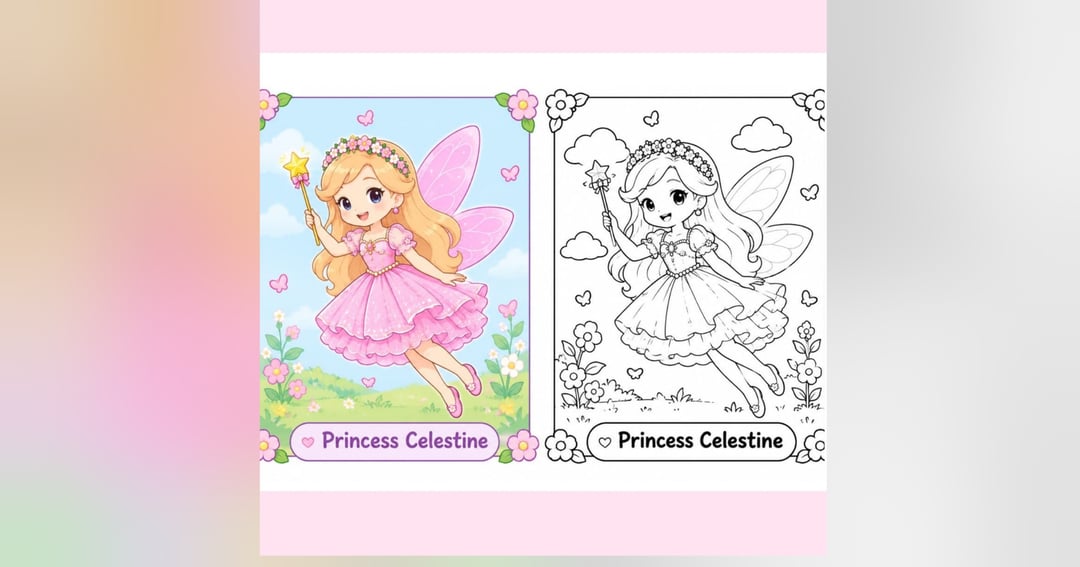 Magical Princess Colouring Book for Kids Ages 3-7 | 20 Printable Pages, image 2