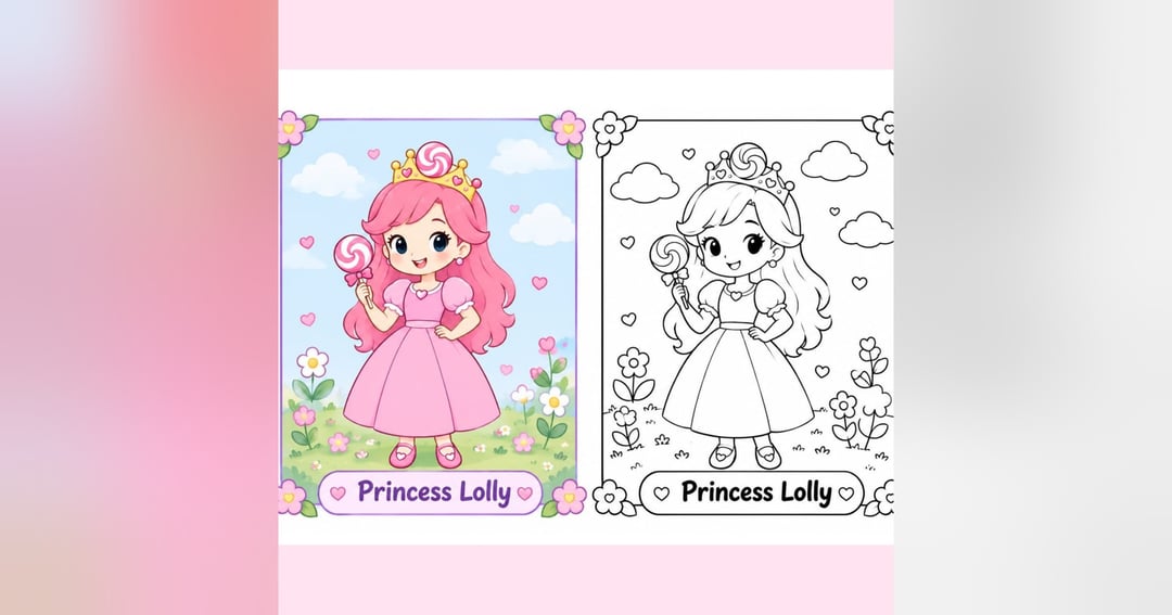 Magical Princess Colouring Book for Kids Ages 3-7 | 20 Printable Pages, image 3
