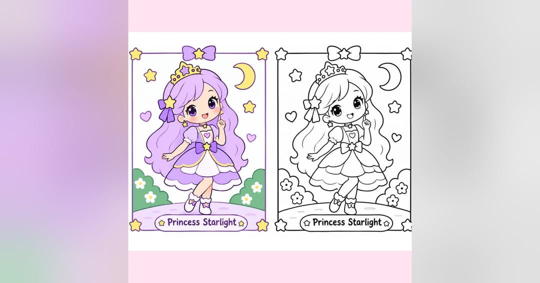 Magical Princess Colouring Book for Kids Ages 3-7 | 20 Printable Pages, image 4
