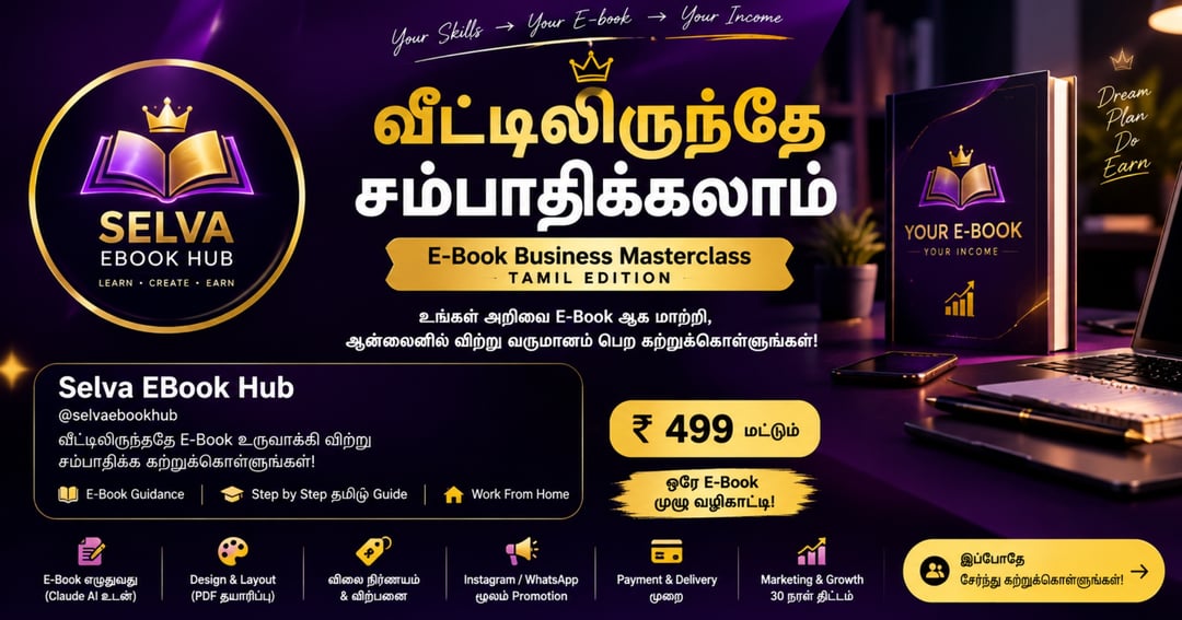 வீட்டிலிருந்தே சம்பாதிக்கலாம் 👑 | Tamil E-Book Business Masterc