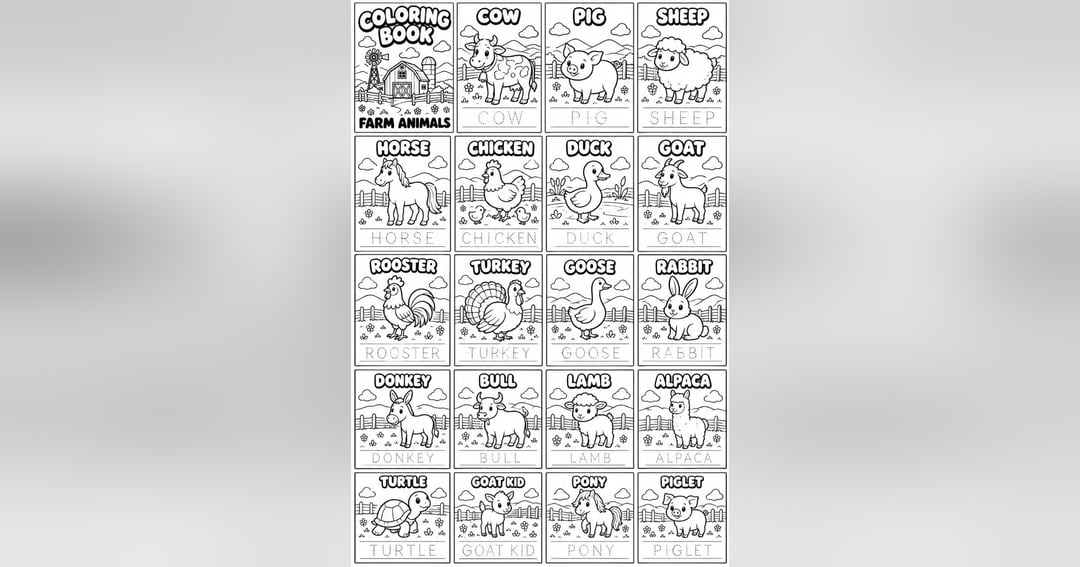 Kids coloring book (Farm animals), image 2