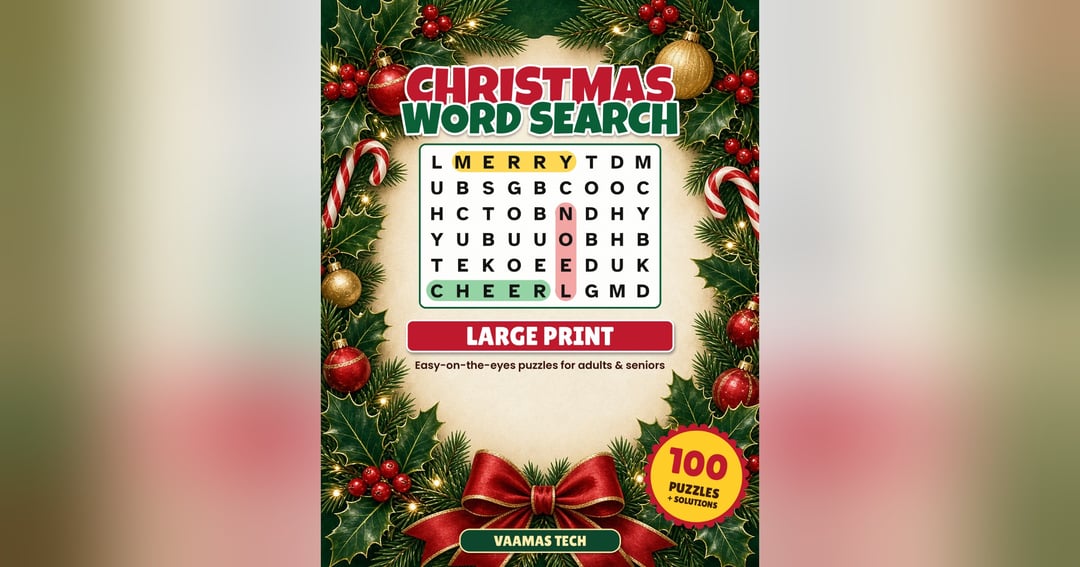 Large Print Christmas Word Search for Adults and Seniors