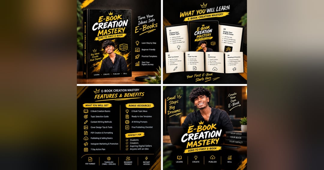 E-Book Creation Mastery – Zero to First E-Book   Learn how to create your first e-book from thanglish guide, image 2