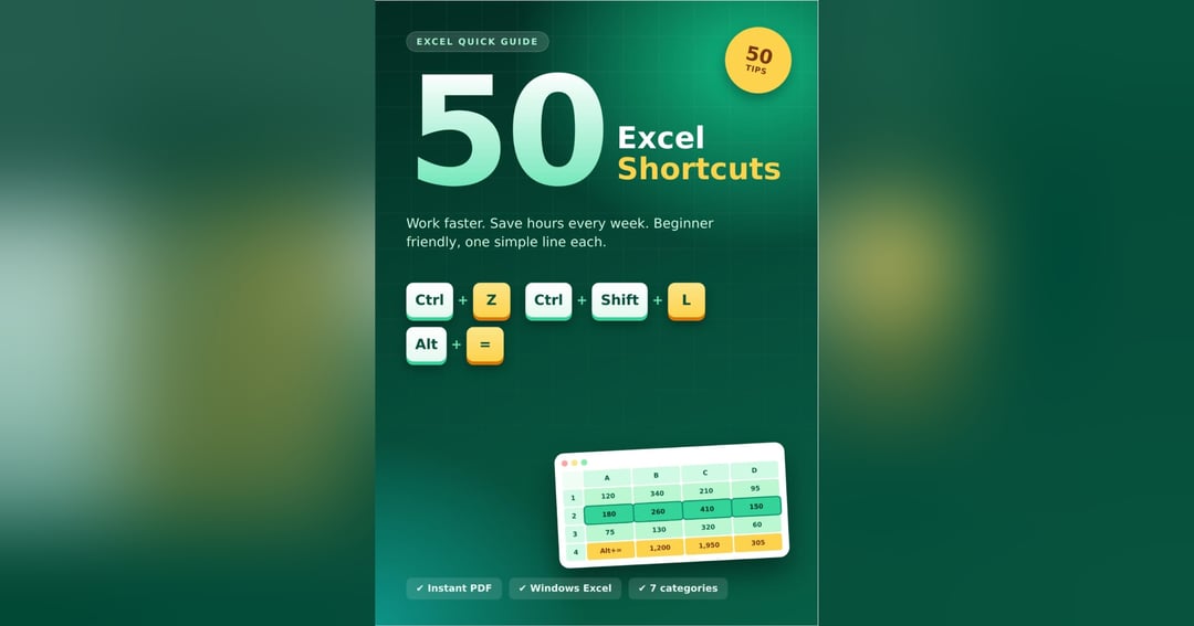 50 Excel Shortcuts to Work Faster