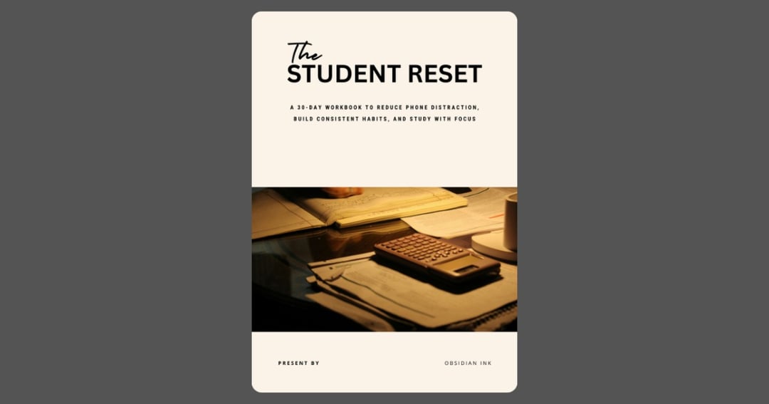 The Student Reset — 30-Day Student Productivity Workbook | Beat Procrastination, Reduce Phone Distractions & Build Better Study Habits