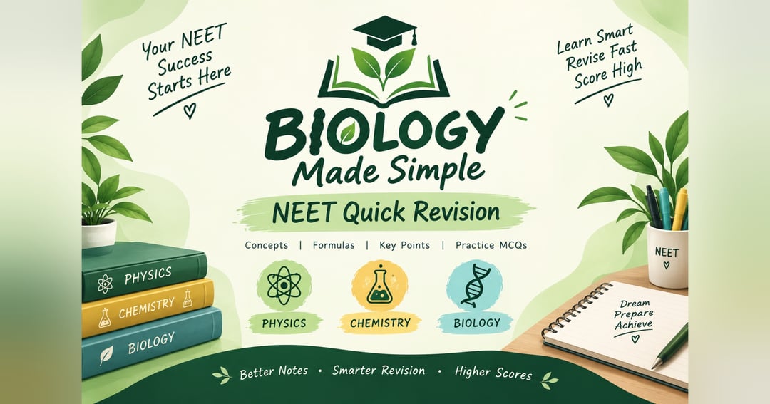 NEET Plant Kingdom – Complete Quick Revision Guide Important Concepts • Key Facts • Comparison Tables • 25 Practice MCQs By Biology Made Simple 💚