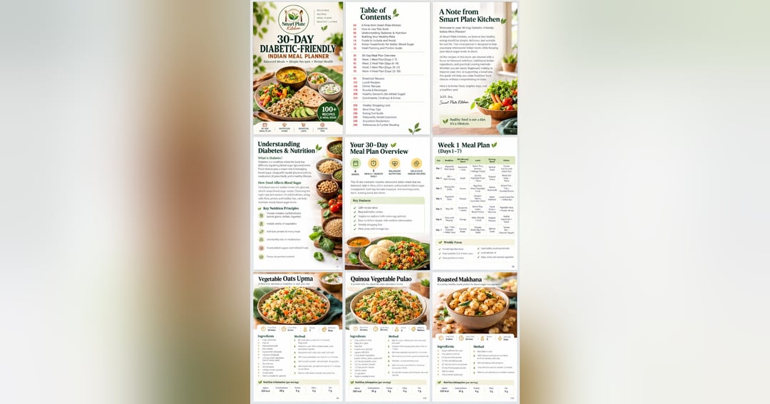 30-Day Diabetic-Friendly Indian Meal Planner | Healthy Recipes, Weekly Menus & Shopping Lists, image 2