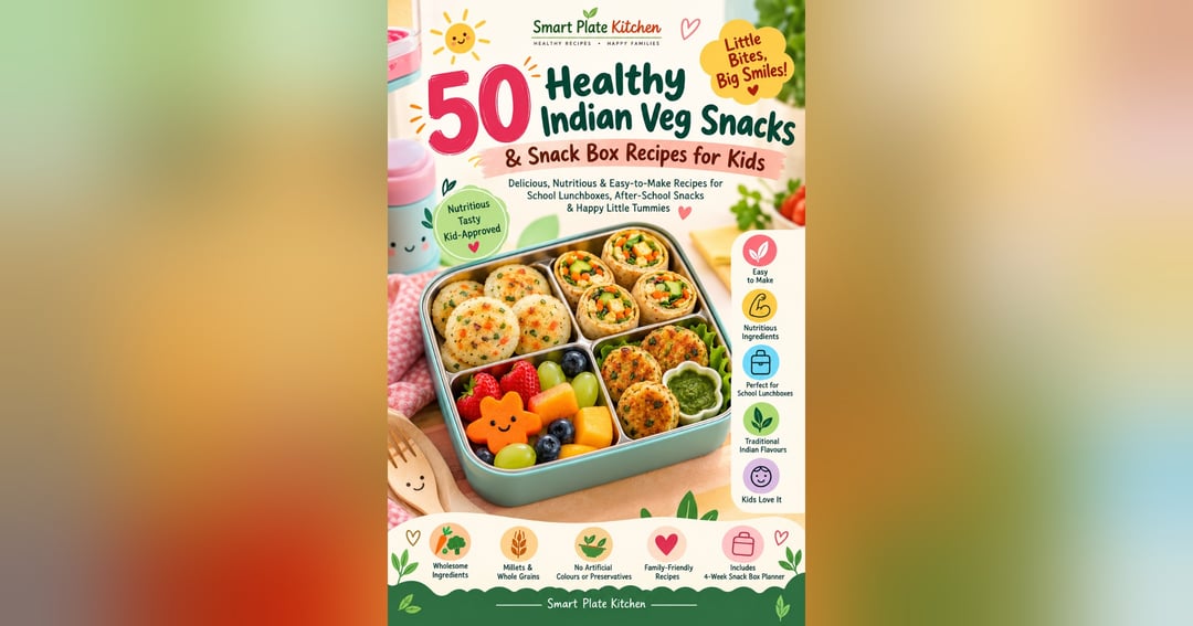 50 Healthy Indian Veg Snacks & Snack Box Recipes for Kids 🥪🥕 | Easy School Tiffin & After-School Snack Ideas | Digital E-Book, image 3