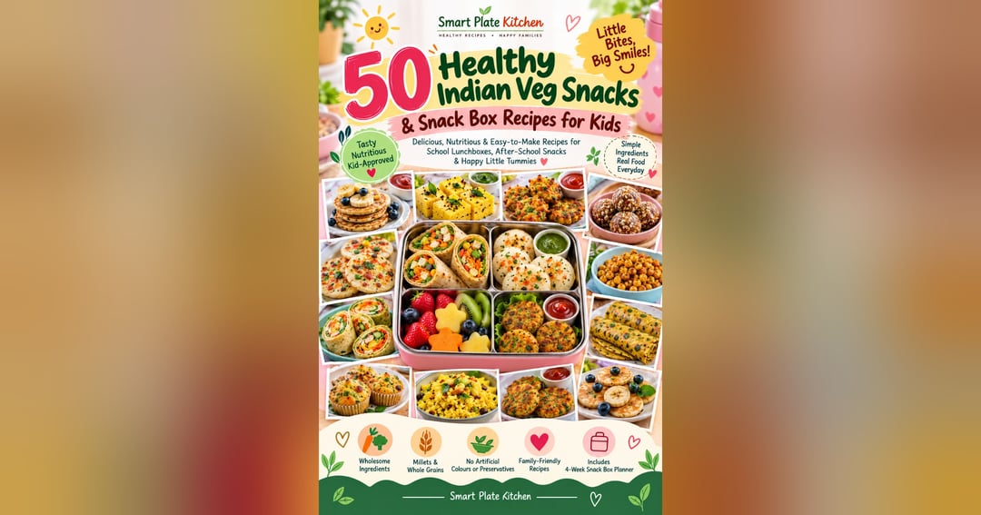 50 Healthy Indian Veg Snacks & Snack Box Recipes for Kids 🥪🥕 | Easy School Tiffin & After-School Snack Ideas | Digital E-Book, image 2