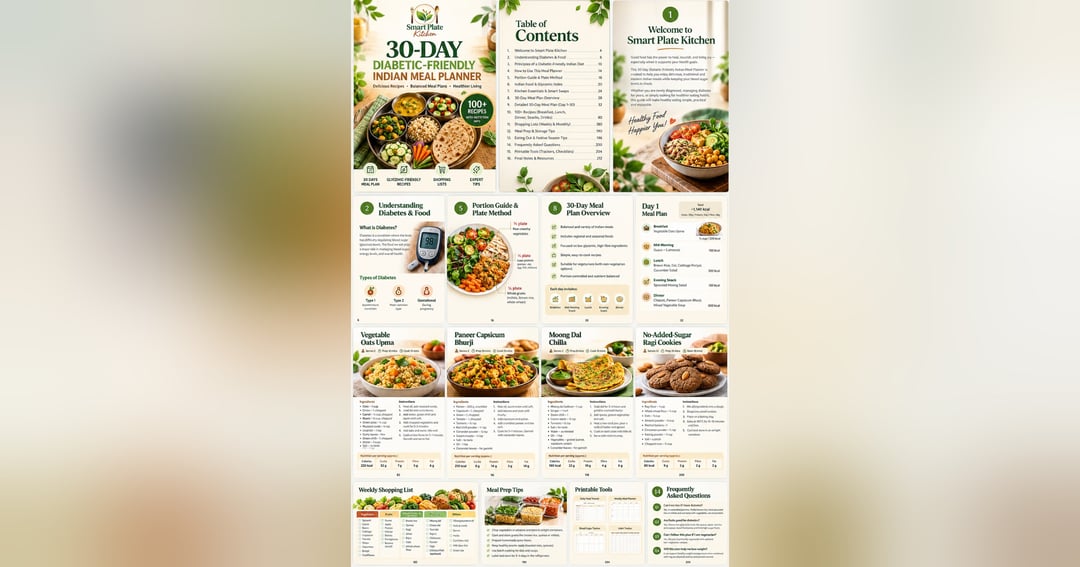 30-Day Diabetic-Friendly Indian Meal Planner | Healthy Recipes, Weekly Menus & Shopping Lists, image 3