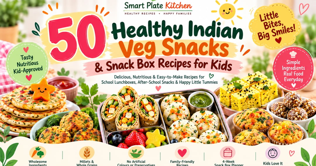 50 Healthy Indian Veg Snacks & Snack Box Recipes for Kids π₯ͺπ₯ | Easy School Tiffin & After-School Snack Ideas | Digital E-Book