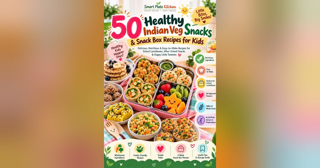 50 Healthy Indian Veg Snacks & Snack Box Recipes for Kids 🥪🥕 | Easy School Tiffin & After-School Snack Ideas | Digital E-Book