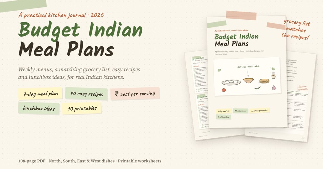Budget Indian Meal Plans: Affordable Weekly Menus, Smart Grocery Lists, 40 Easy Recipes & Lunchbox Ideas (2026 Edition)
