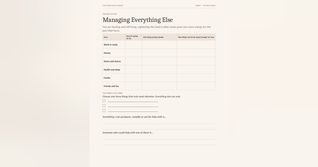 Steady Days Toolkit — Free Heartbreak Healing Workbook, image 3