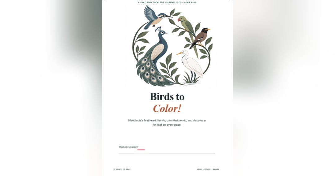 Birds of India Coloring Book for Kids, image 4
