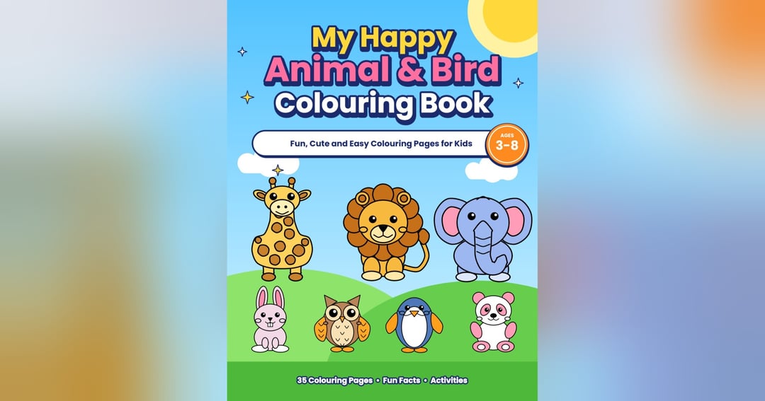 My Happy Animal & Bird Colouring Book | 35 Cute Colouring Pages for Kids Ages 3-8, image 2