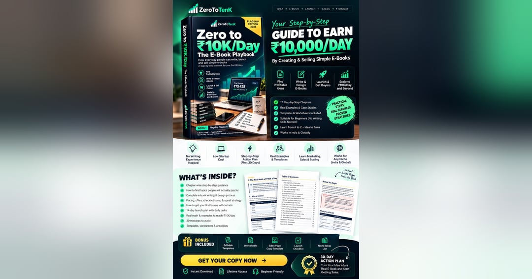 Zero to ₹10K/Day – The E-Book Playbook | Complete Beginner's Guide to Create, Launch & Sell Digital Products, image 2