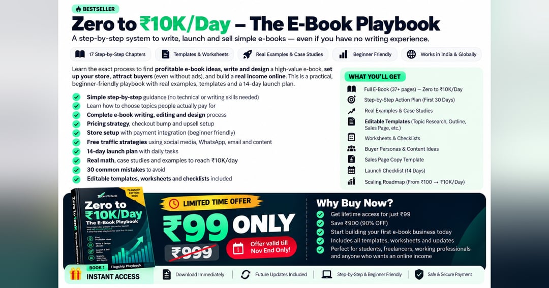 Zero to ₹10K/Day – The E-Book Playbook | Complete Beginner's Guide to Create, Launch & Sell Digital Products, image 4