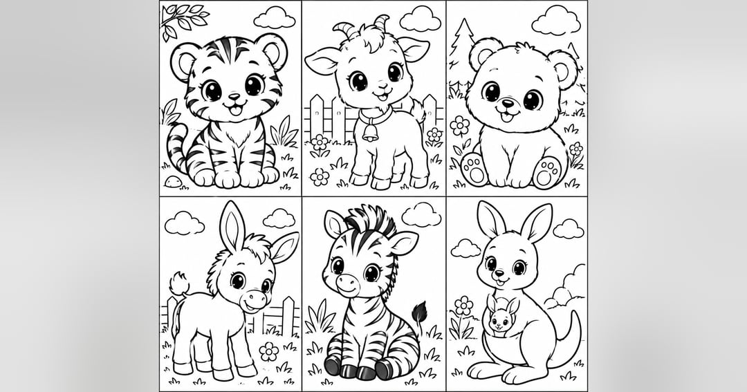 Cute baby animals coloring and English learning Book, image 2