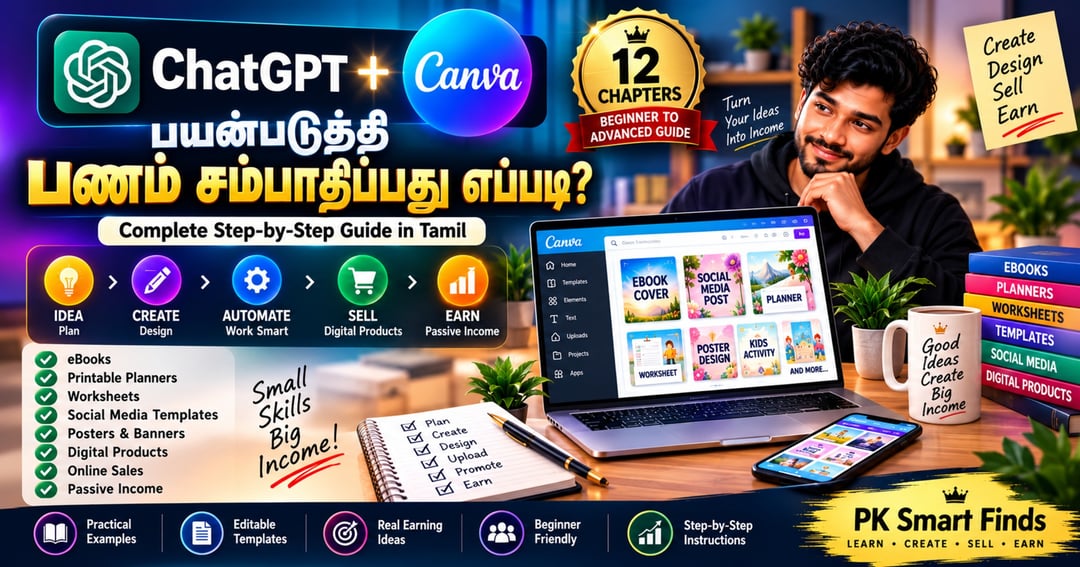 ChatGPT + Canva பயன்படுத்தி பணம் சம்பாதிப்பது எப்படி? | Beginner to Advanced Guide[Tamil]