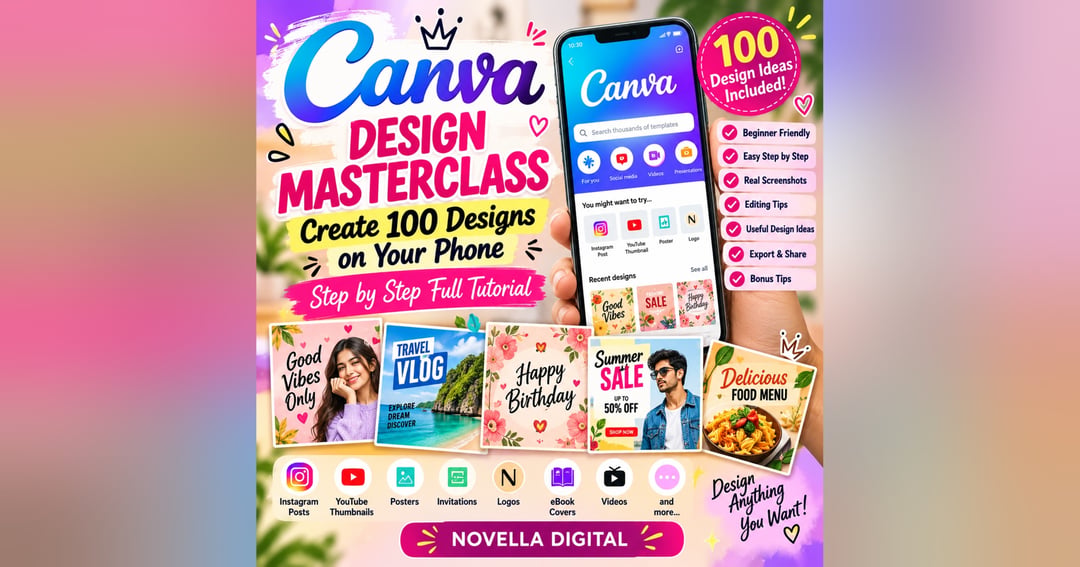 🎨 Canva Design Masterclass: Create 100 Designs on Your Phone 📱