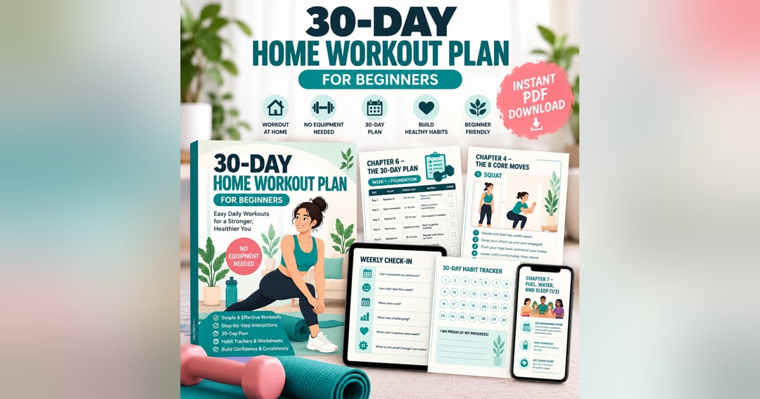 30-Day Home Workout Plan for Beginners | Digital PDF, image 2
