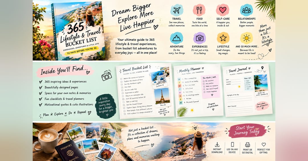 365 Lifestyle & Travel Bucket List ✈️🌴 Experiences, Adventures & Little Joys to Have Before You’re 30, image 3