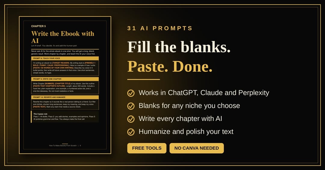 How to Make Ebooks From Scratch: No Canva, No Money, AI Prompts Included, image 3