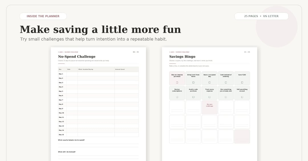 1 Lakh Savings Challenge Printable | ₹1,00,000 Savings Tracker & Money Planner, image 4