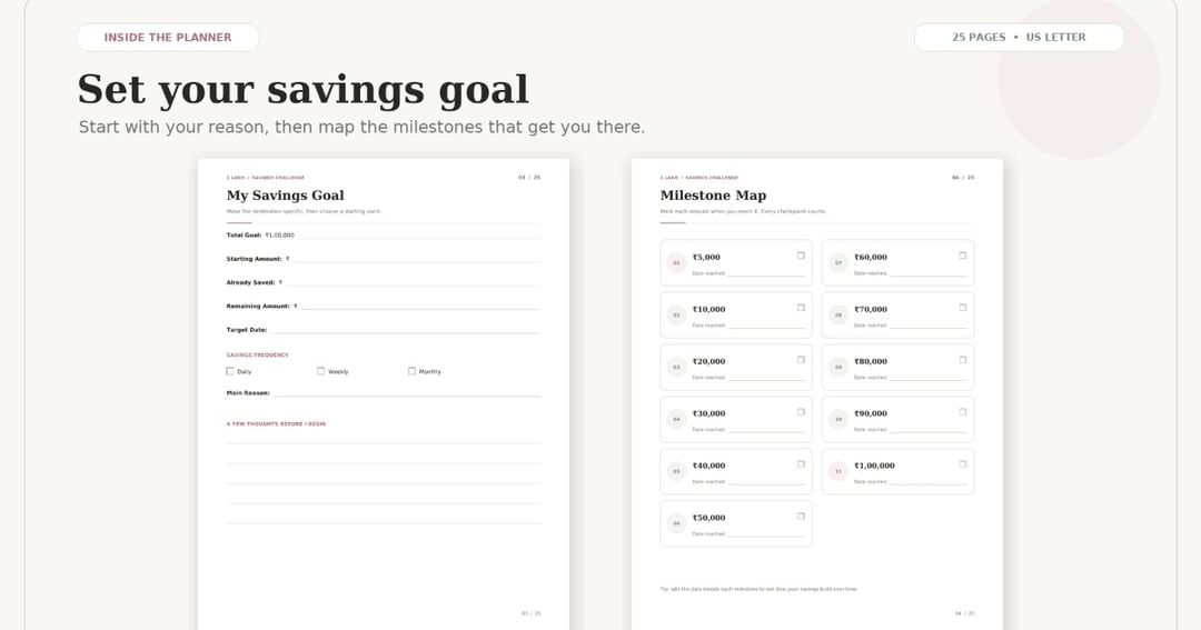 1 Lakh Savings Challenge Printable | ₹1,00,000 Savings Tracker & Money Planner, image 2