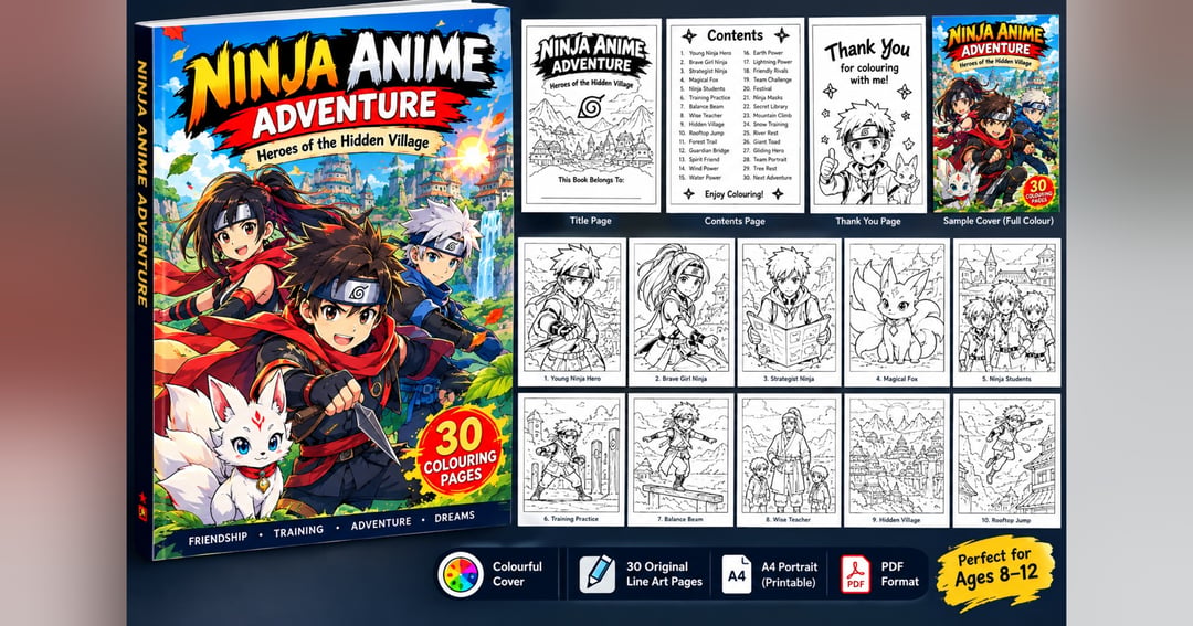 Ninja anime drawing book