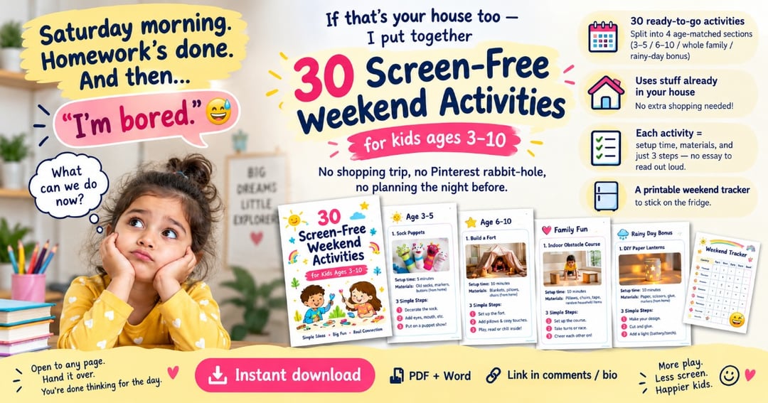 30 Screen-Free Weekend Activities for Kids ages 3-10