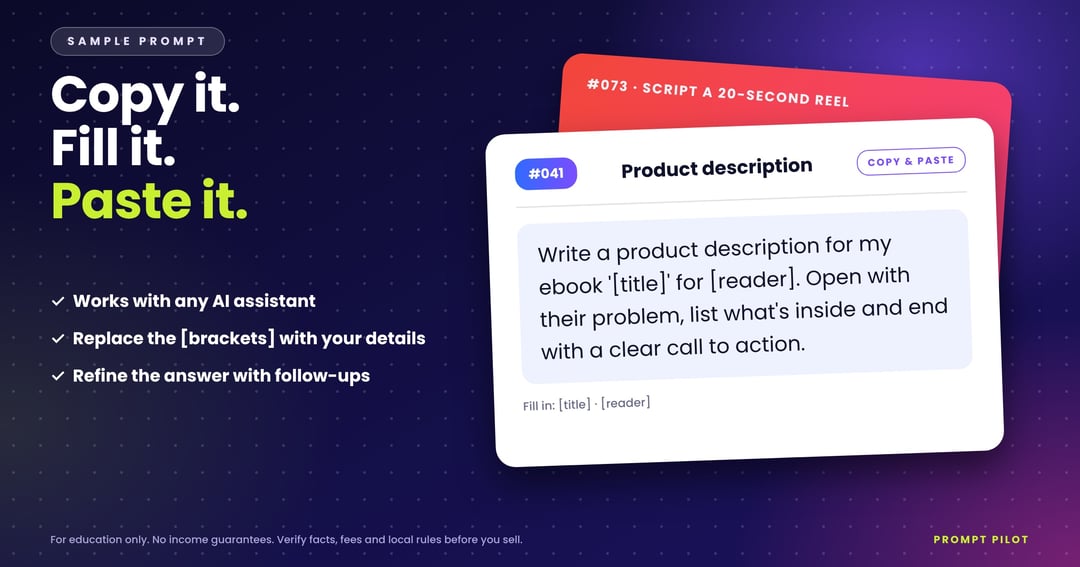 From Idea to First Sale: 100+ AI Prompts to Sell Ebooks Online, image 3