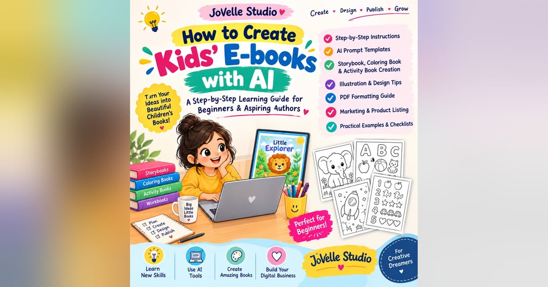 How to Create Kids' E-books with AI | Beginner's Step-by-Step Guide | Storybook, Coloring Book & Activity Book Creation | JoVelle Studio