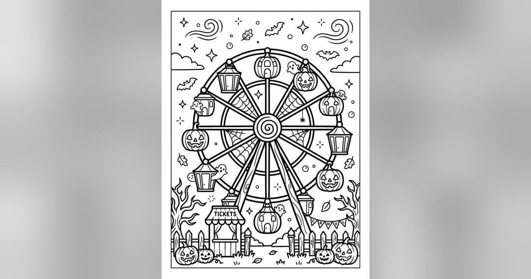 Spooky-Cute Halloween Coloring Book, image 2
