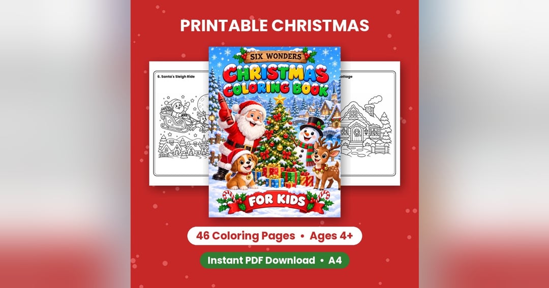 Christmas Coloring Book for Kids – 46 Festive Pages (Ages 4+)