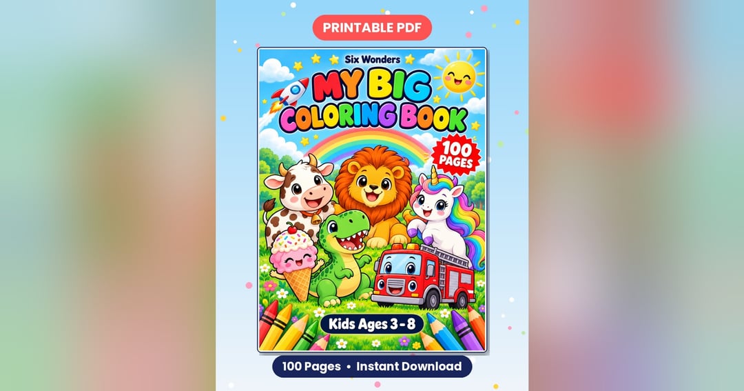 My Big Coloring Book – 100 Printable Pages (A4)