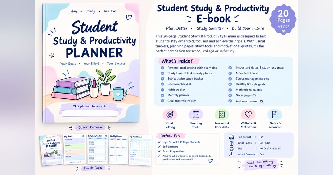 Student Study & Productivity Planner