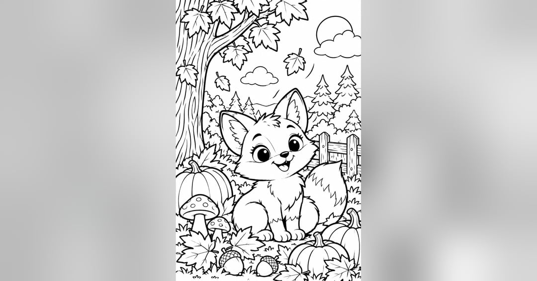 My Happy Autumn Coloring Book for Kids: 18 Cute Fall Coloring Pages Featuring Woodland Animals, Pumpkins, Leaves & Cozy Autumn Adventures, image 2