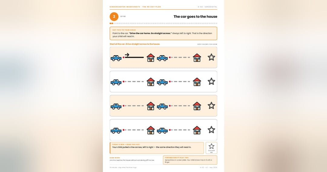 Kindergarten Worksheet 60 Day Plan - one page a day for 15 minutes, image 3