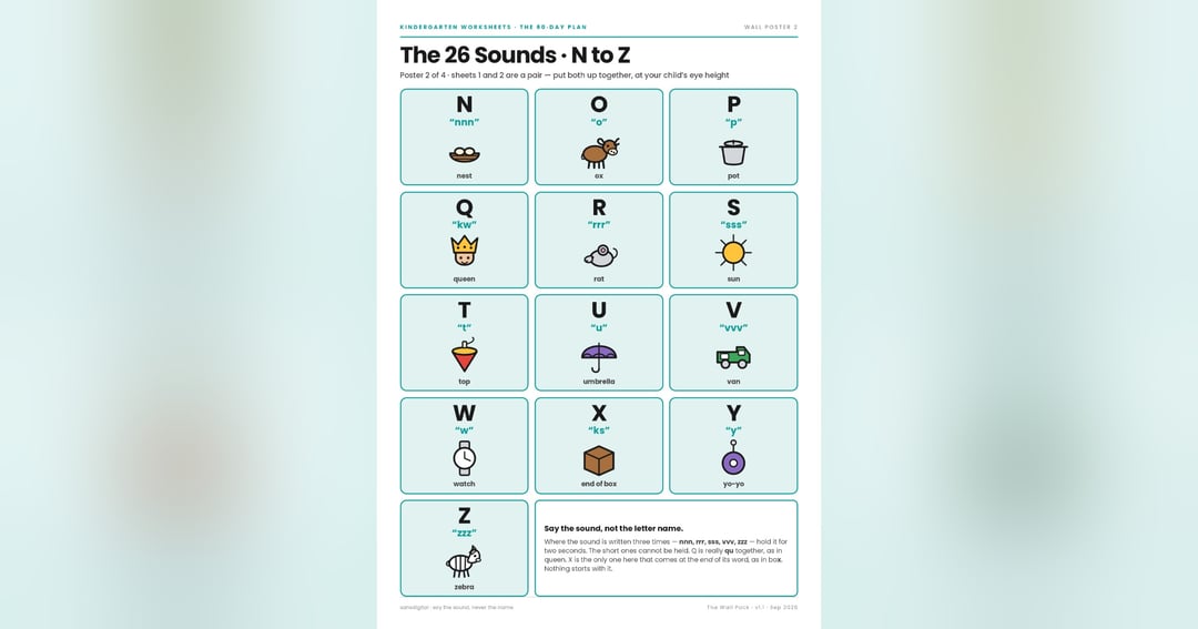 Kindergarten Worksheet 60 Day Plan - one page a day for 15 minutes, image 4