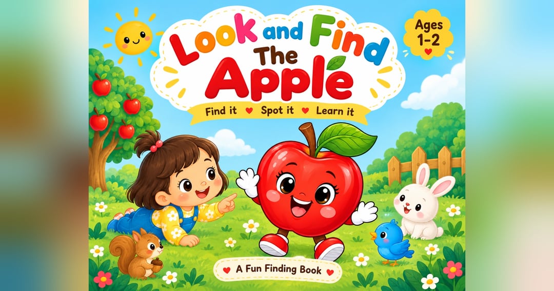 Look and Find the apple - worksheet for age 1 -2