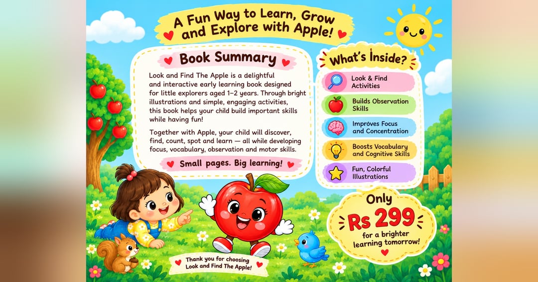 Look and Find the apple - worksheet for age 1 -2, image 2