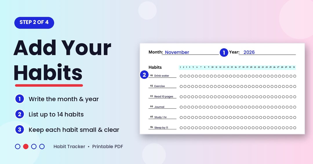 "Habit Tracker 2026: Printable Monthly Planner, image 3