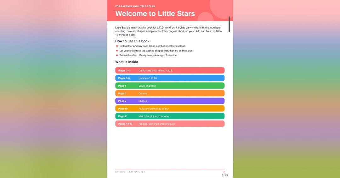 Little Stars L.K.G. Activity Book (ABC 123 Little Stars L.K.G. Activity Book), image 3